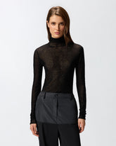 Slim-fit high-neck sweater with micro-sequins - Black | Pinko
