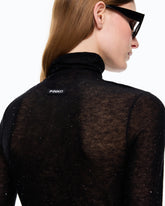 Slim-fit high-neck sweater with micro-sequins - Black | Pinko