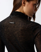 Slim-fit high-neck sweater with micro-sequins - Black | Pinko