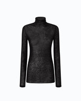 Slim-fit high-neck sweater with micro-sequins - Black | Pinko