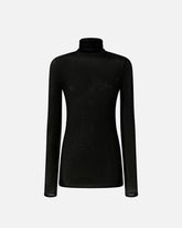 Maglia aderente a collo alto con micro paillettes - Nero | Pinko
