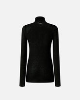 Slim-fit high-neck sweater with micro-sequins - Black | Pinko