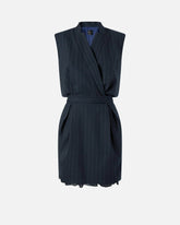 Abito corto smanicato in lana poly gessata - | Pinko