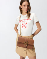 Love Bag One medium handbag in leather - Brown | Pinko