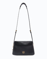 Mini One, Two, Three Bag in leather with shoulder strap - Black | Pinko