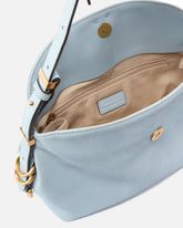 Saddle suede small shoulder bag - Light Blue | Pinko