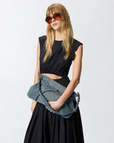 Belt Bag Big large shoulder bag in denim - Blue | Pinko