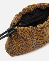 Kleine Schultertasche in Form einer Pochette aus Veloursleder mit Leopardenprint - | Pinko