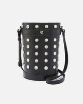 Small leather bucket bag with rhinestones - | Pinko