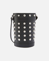 Small leather bucket bag with rhinestones - | Pinko