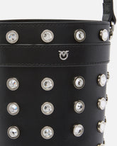 Small leather bucket bag with rhinestones - | Pinko