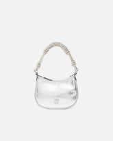 Borsa a mano baby Half Moon in pelle laminata con strass - | Pinko