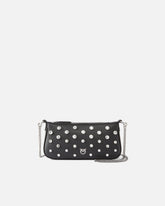 Mini Half Moon leather shoulder bag with rhinestones - | Pinko