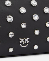 Mini Half Moon leather shoulder bag with rhinestones - | Pinko