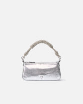 Borsa a mano piccola Mini Half Moon in pelle laminata con strass - | Pinko