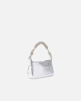 Borsa a mano piccola Mini Half Moon in pelle laminata con strass - | Pinko