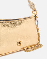 Borsa a mano piccola Mini Half Moon in pelle laminata con strass - | Pinko