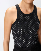 Vest top with rhinestones and studs - | Pinko