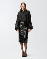 Gonna longuette effetto vernice con cintura - | Pinko