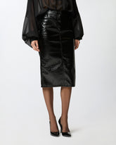 Gonna longuette effetto vernice con cintura - | Pinko