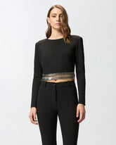 Long-sleeved top with metal embellishments - | Pinko