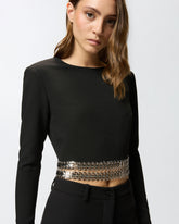 Long-sleeved top with metal embellishments - | Pinko