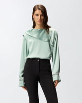 Blouse with draped collar and jewel details - | Pinko