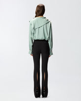 Blusa con collo drappeggiato e dettagli gioiello - | Pinko