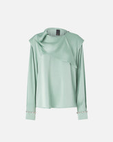 Bluse mit drapiertem Kragen und Schmuckdetails - | Pinko