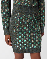 Gonna in maglia con ricamo gioiello - | Pinko