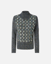 Sweater with cable stitch and jewel embroidery - | Pinko