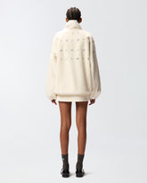 Fleece bomber jacket with jewel embroidery - | Pinko