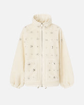Fleece bomber jacket with jewel embroidery - | Pinko