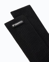 Long gloves with PINKO logo lettering - Black | Pinko