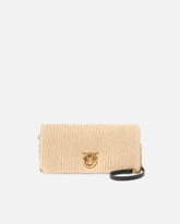 Pochette a tracolla media Love Bag Click Soft Horizontal Classic in rafia - | Pinko