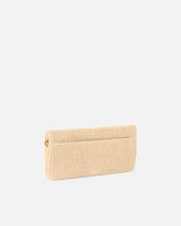 Love Bag Click Soft Horizontal Classic, średnia kopertówka crossbody z rafii - Beżowy | Pinko