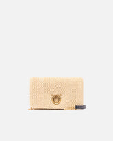 Love Bag Click Soft Horizontal Mini, kopertówka crossbody z rafii - Beżowy | Pinko
