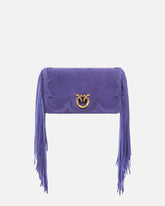 Love Bag Click Soft Horizontal Mini crossbody clutch in suede with fringing - | Pinko