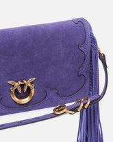 Love Bag Click Soft Horizontal Mini crossbody clutch in suede with fringing - | Pinko