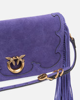 Pochette a tracolla piccola Love Bag Click Soft Horizontal Mini in suede con frange - | Pinko