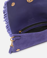 Love Bag Click Soft Horizontal Mini crossbody clutch in suede with fringing - | Pinko