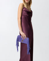 Love Bag Click Soft Horizontal Mini crossbody clutch in suede with fringing - | Pinko