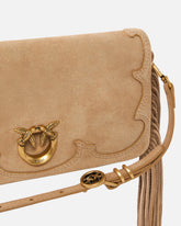 Bolso bandolera pequeño Love Bag Click Soft Horizontal Mini de ante con flecos - | Pinko