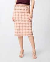 Mesh calf-length skirt with crystals - | Pinko