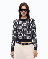 Pull cropped à logo Love Birds - Multicolor Noir-Blanc | Pinko