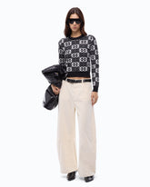 Pull cropped à logo Love Birds - Multicolor Noir-Blanc | Pinko