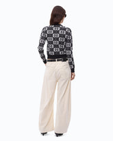 Pull cropped à logo Love Birds - Multicolor Noir-Blanc | Pinko