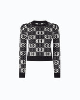 Pull cropped à logo Love Birds - Multicolor Noir-Blanc | Pinko