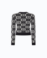 Pull cropped à logo Love Birds - Multicolor Noir-Blanc | Pinko