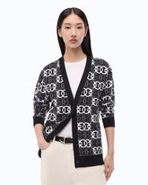 Cardigan with Love Birds logo - Multicolor Black-White | Pinko